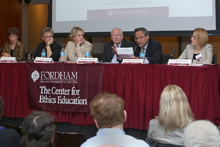 The panel addresses the value of liberal arts education.