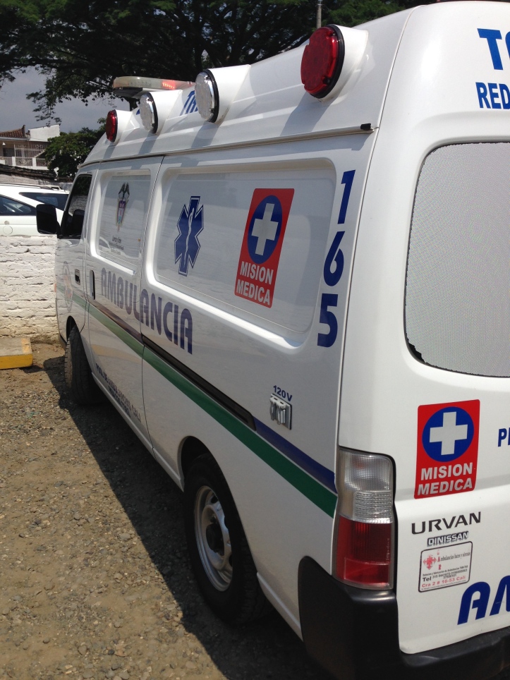 An ambulance at the Colombian hospital.  Photo by Michael Menconi. 